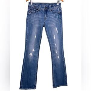 Miss Me Womens Bootcut Low Rise Distressed Jeans 29 Fleur De Lis Jean Y2K